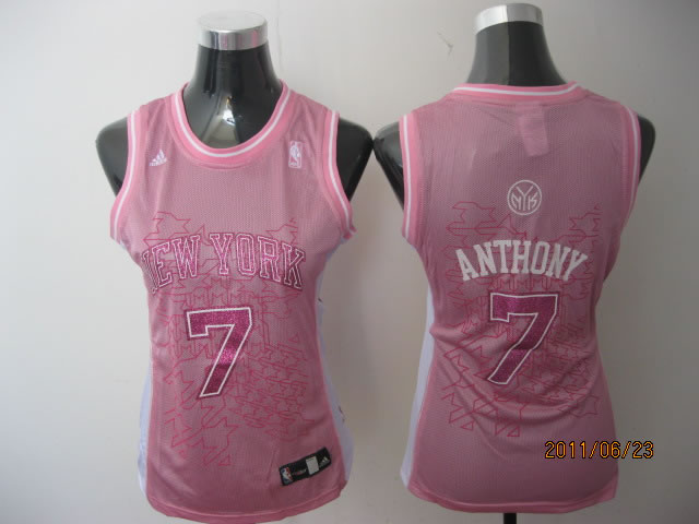  NBA Women New York Knicks 7 Carmelo Anthony Swingman Pink Jersey